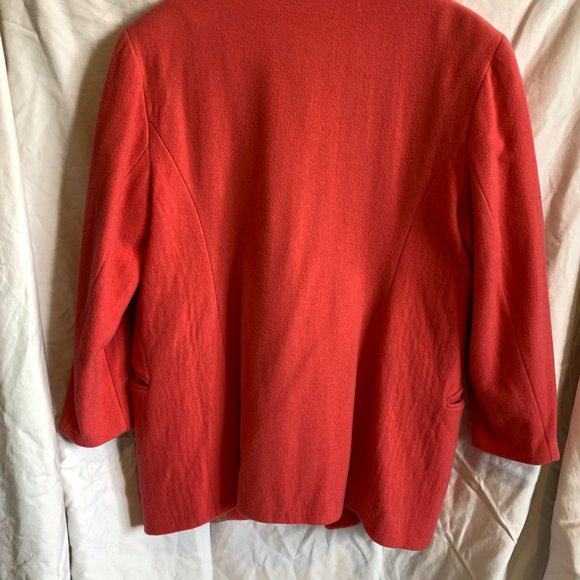 Pink wool lined Jacket, shoulder pads, vintage, size L, with hidden pockets - Picture 6 of 7